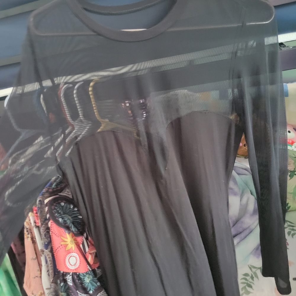 Black Sheer Long Sleeve Dress